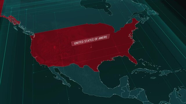 Zoom in to the map of United States of America, with text and textless.