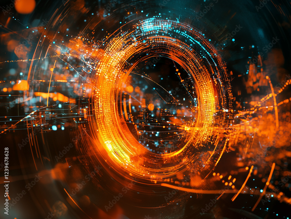 Fototapete abstract technology background with digital cyber space particles creates a dynamic and futuristic h