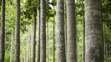 Tranquil Forest Scene with Tall Trees in Natural Green Environment