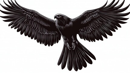 Obraz premium Black Hawk in Flight: A Detailed Illustration