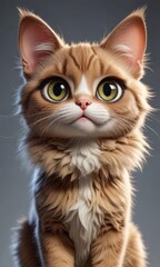 Cartoon sketch cat with big eyes and fluffy ears,  cartoon illustration,  cartoon style,  sketch art