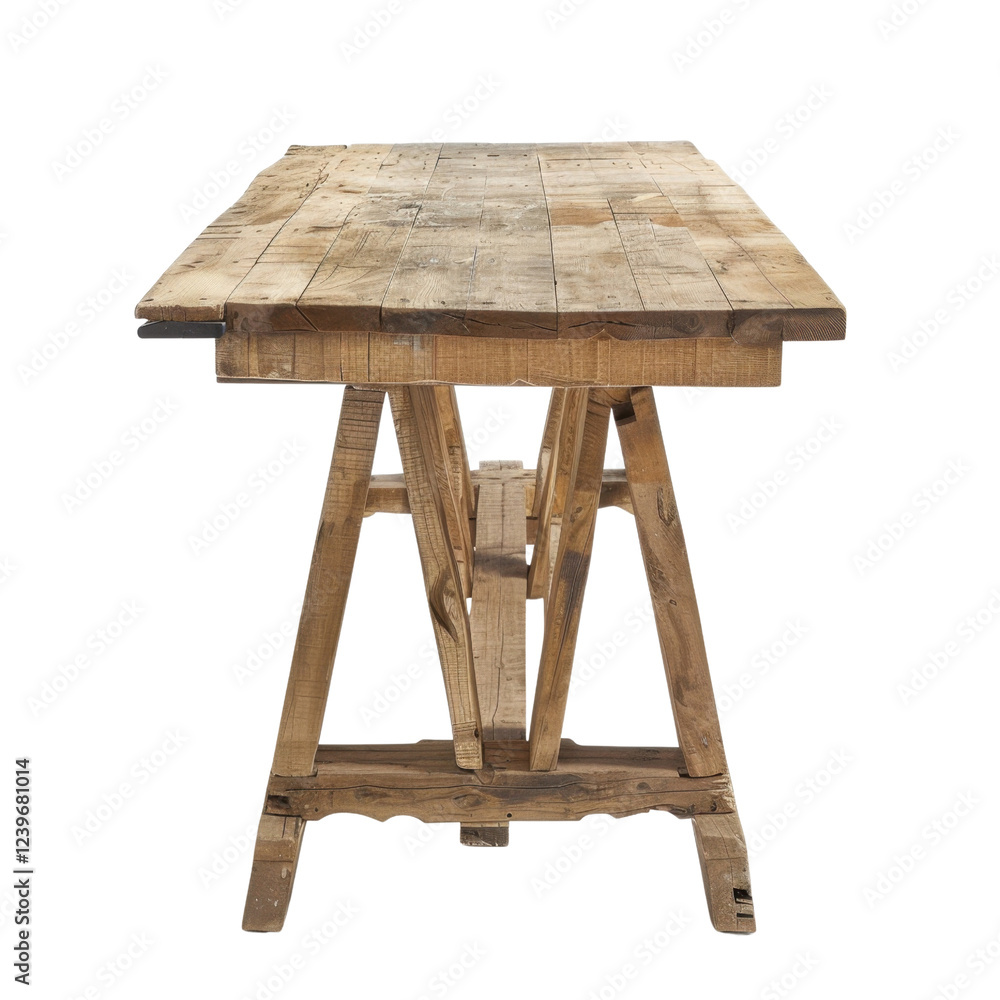 Aufkleber rustic wooden table with sturdy design, perfect for dining or workspace. natural finish highlights g