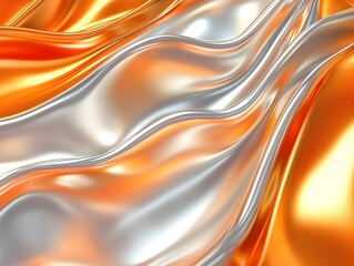 Obraz premium Abstract Silver and Orange Draped Fabric