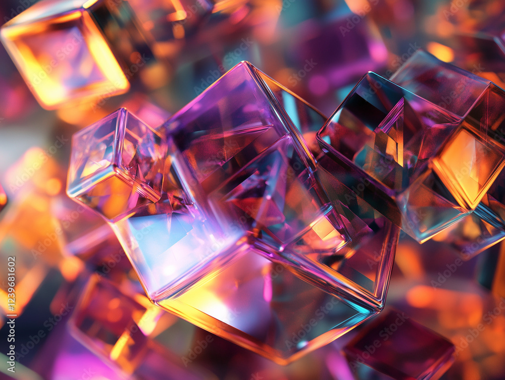 Poster abstract digital cube background showcases a mesmerizing display of interconnected geometric shapes 