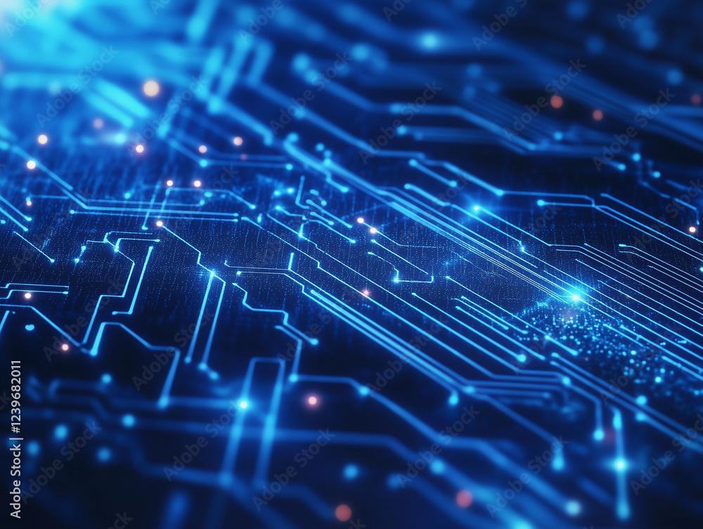 Fototapete abstract blue digital background showcases a mesmerizing display of intricate patterns and futuristi