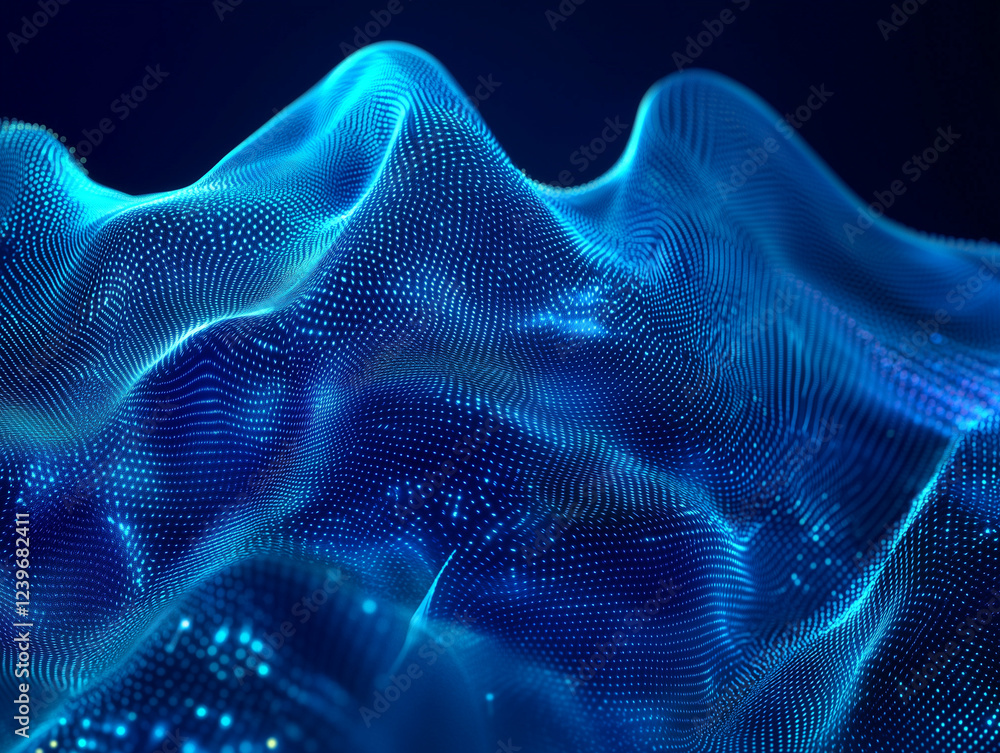 Poster abstract digital blue background showcases a mesmerizing fusion of technology-inspired elements, cre