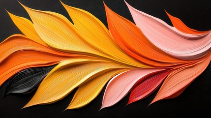 Vibrant and Colorful Leaf Painting Showcasing Rich Hues of Autumn with Intricate Details and a Lively Artistic Expression of Nature's Beauty