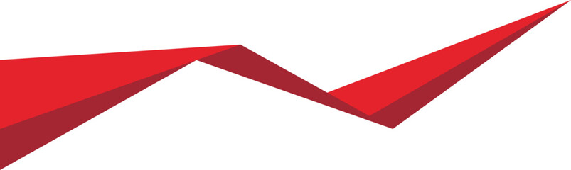 Red geometric ribbon. Abstract vector curve shape for modern design.