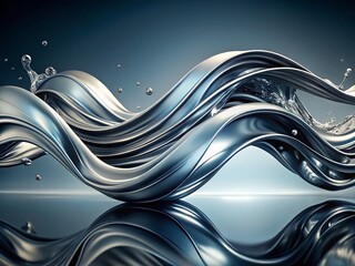 Ethereal Flow: Abstract Silver and Black Waves