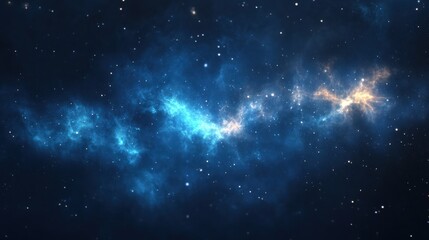 Fototapeta premium Vibrant blue nebula glowing amidst stars in the vast expanse of space during a serene cosmic event. Generative AI
