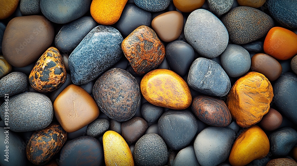 Poster natural smooth stones offering a beautiful collection of colors and textures : generative ai