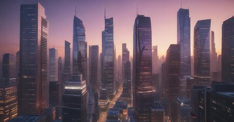 Obraz premium Cityscape with gradient texture of skyscrapers and streets, skyscrapers, city, light