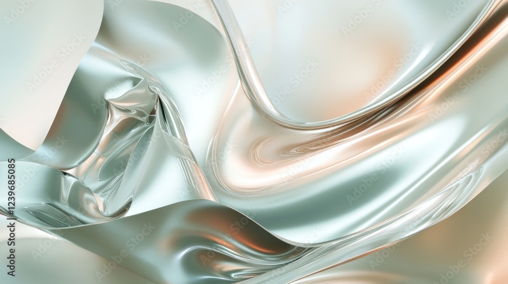 Poster abstract metallic fabric background with flowing silky smooth wave effect