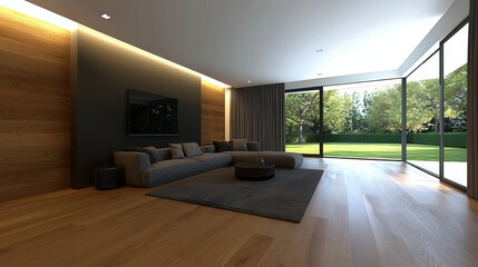 Cozy Living Room Bathed in Natural Light from Large Window Showcasing Comforting Couch and Inviting Atmosphere Perfect for Relaxation and Socializing