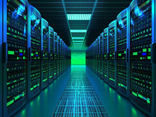 abstract technology background depicts seamless integration of cloud computing and server concept, showcasing interconnected network of data storage and processing power, symbolizing modern era of dig