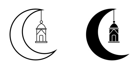 Fototapeta premium Islamic lantern simple icon on white background