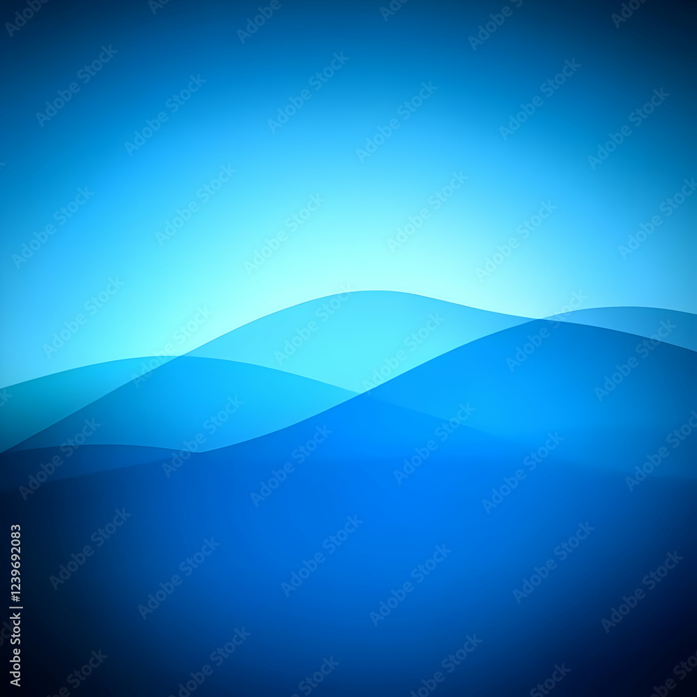 Poster Abstract Blue Background with Smooth Wavy Shapes Creates a Serene and Fluid Design for Various Creative Projects.