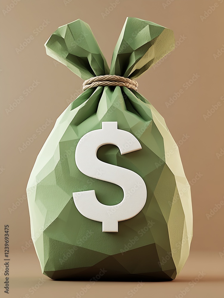 Poster Stylish Textured Bag with Dollar Sign Symbolizing Wealth and Financial Gain : Generative AI