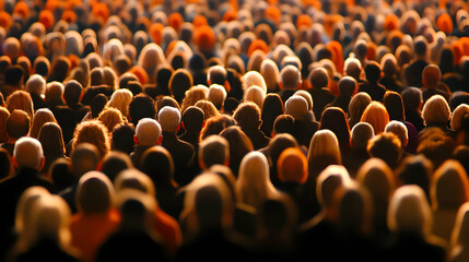 Obraz premium A Large Crowd of People Gathers Together, Attending an Event or Performance Outdoors, Under the Warm Glow of Sunset