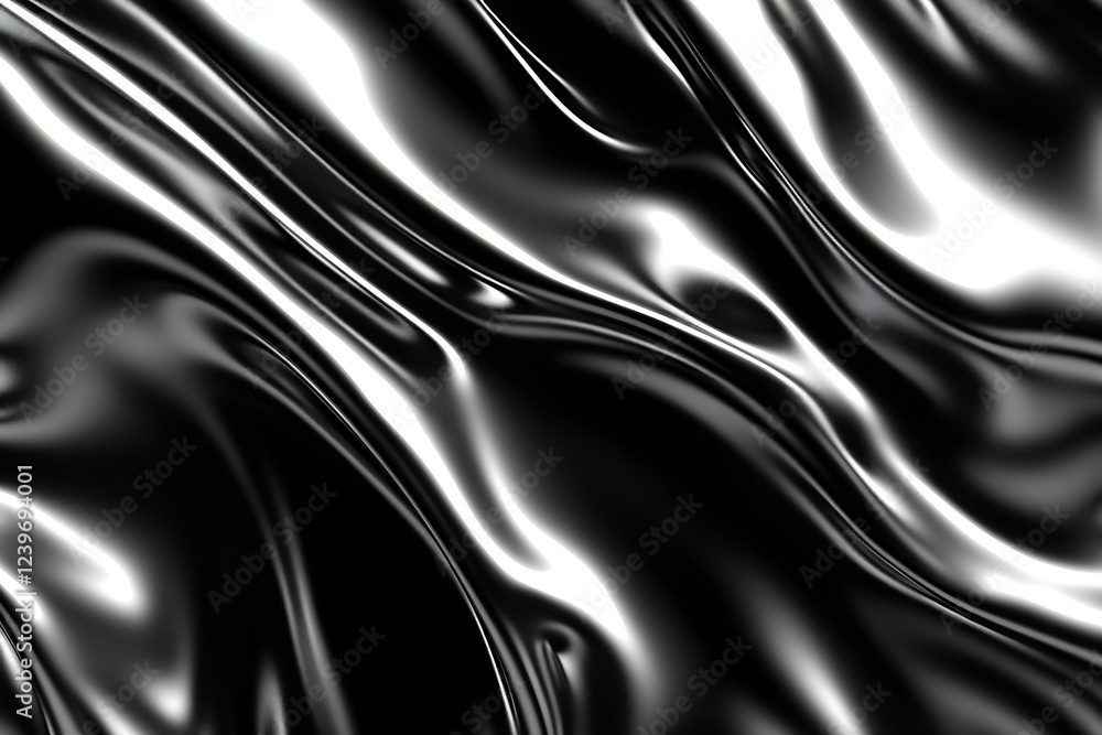 Poster abstract black and metallic silver satin fabric texture for backgrounds : generative ai