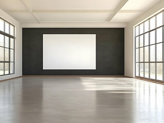 Empty Room with Large Blank Canvas Displays Art in a Modern Gallery Space