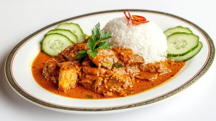 Fototapeta premium Spicy Chicken Curry Rice Dish, Restaurant