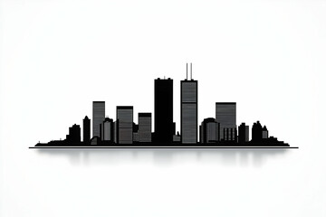 Fototapeta premium Black and White Cityscape Silhouette Creates a Modern and Minimalist Urban Landscape Background