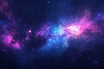 Obraz premium Vivid interstellar nebula with swirling purple and blue gaseous formations in outer space.