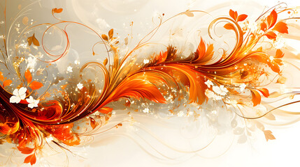 abstract orange background with butterflies, gold background for business
