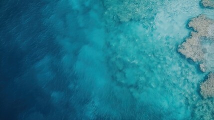 Aerial View of Turquoise Ocean Water with Textured Sandy Bottoms