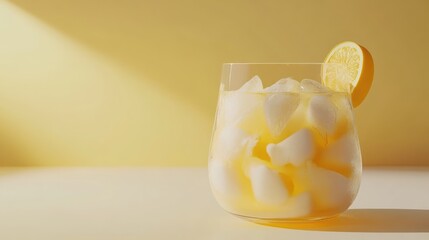 Iced lemon drink, sunlit, studio, refreshment
