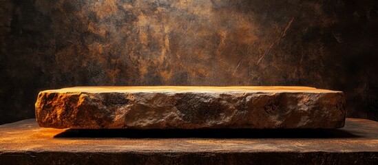 Rough Stone Podium, Earthy Brown Background, Product Display Mockup