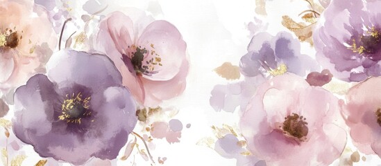 Lavender and Pink Watercolor Floral Banner - Romantic Soft Hues