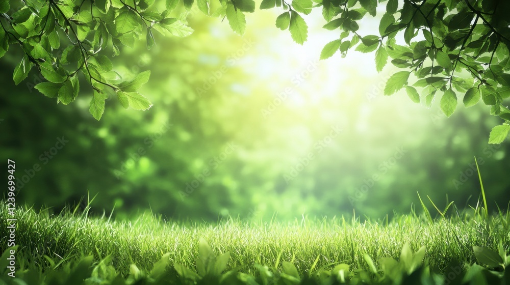 Leinwandbilder sunlight filters through green leaves creating a serene and peaceful atmosphere in the lush garden. 