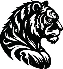 Strong and angry Tiger. The wild animal has huge muscles.vector logo or mascot for boxing team.