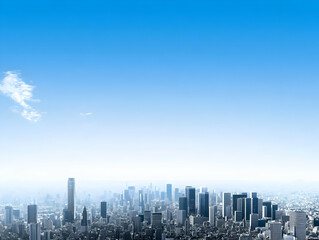 Modern Cityscape Stands Tall Under a Vast Blue Sky with Wispy Clouds Gently Drifting