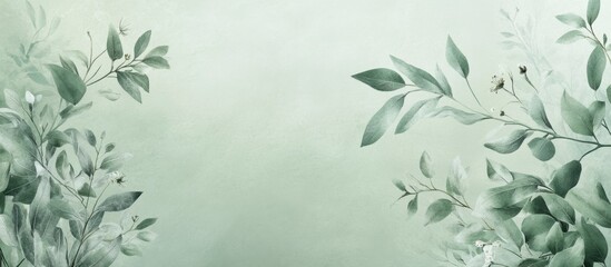 Serene Green Botanical Frame, Copy Space