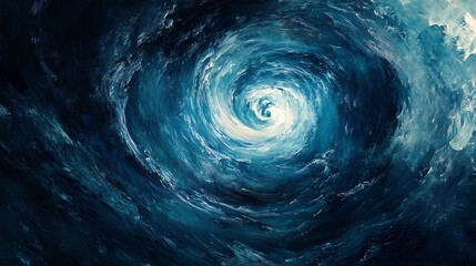 Deep ocean vortex swirling powerfully in dark blue hues. AI Generated