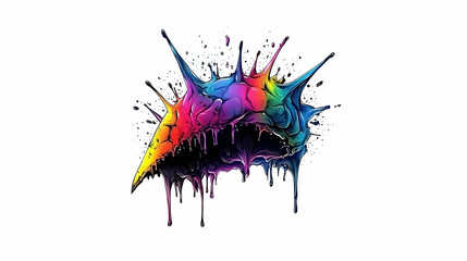 Obraz premium Vibrant Paint Splash Explodes with Dripping Colors on White Background