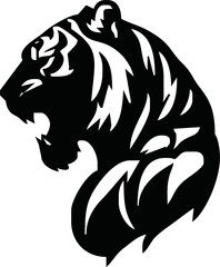 Strong and angry Tiger. The wild animal has huge muscles.vector logo or mascot for boxing team.