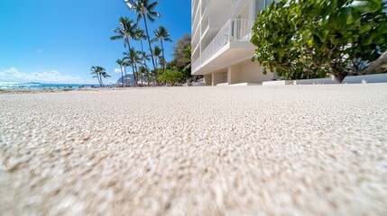 Obraz premium Tropical beach resort, sunny day, ocean view, vacation