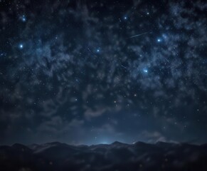 Fototapeta premium Dark blue night sky with glittering stars and bokeh effect, dark blue, celestial, magic