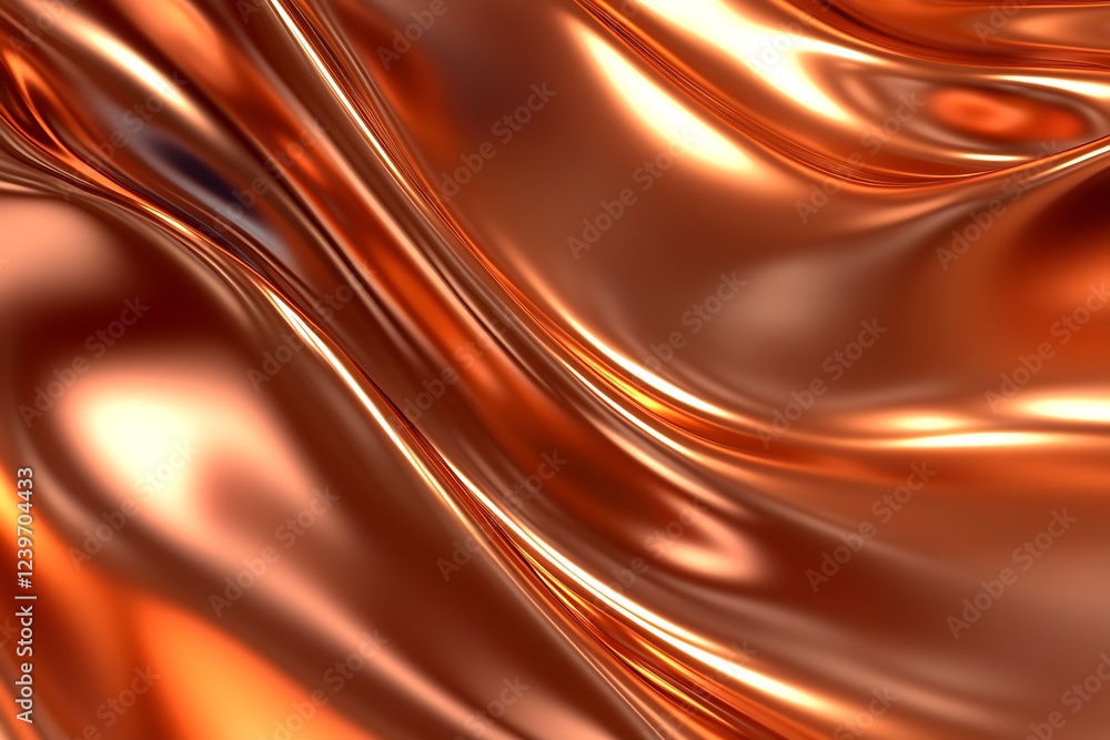 Aufkleber shiny copper fabric flowing smoothly in soft light : generative ai