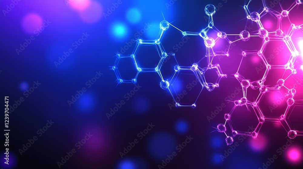 Poster dynamic molecular visualization of chemical bonds with bright colors : generative ai