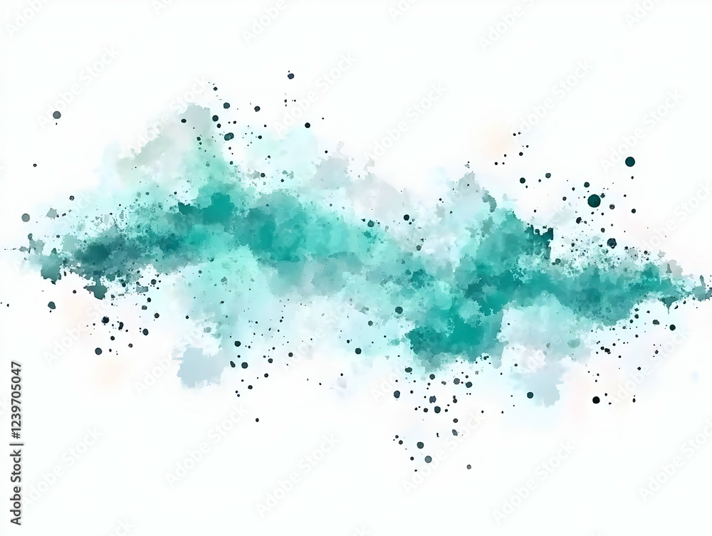 Poster abstract teal watercolor splashes and dots creates a dynamic and artistic texture effect elegantly
