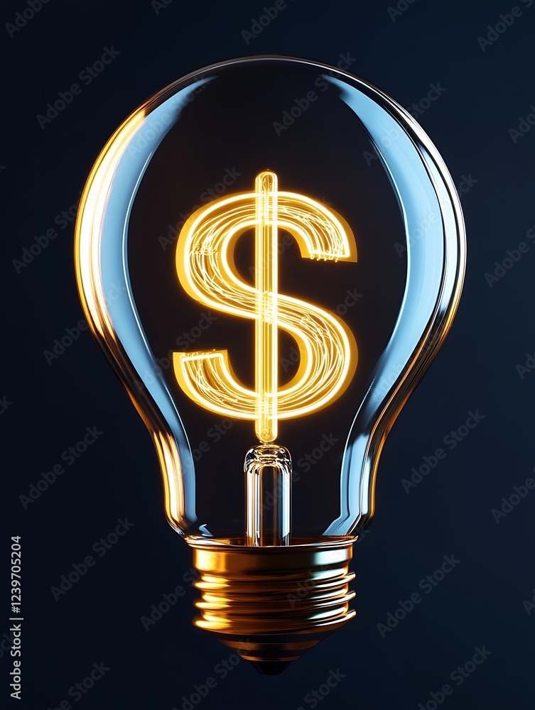 Poster stylish light bulb with a dollar symbol representing income and business concepts : generative ai
