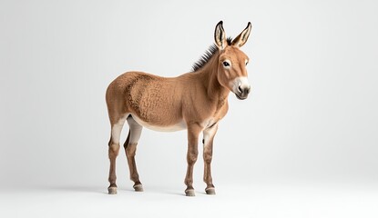 Obraz premium Light Brown Kiang Donkey Studio Portrait Against White Background