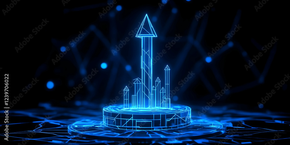 Aufkleber 3d rendered hologram of upward arrows symbolizing growth and progress on a digital platform