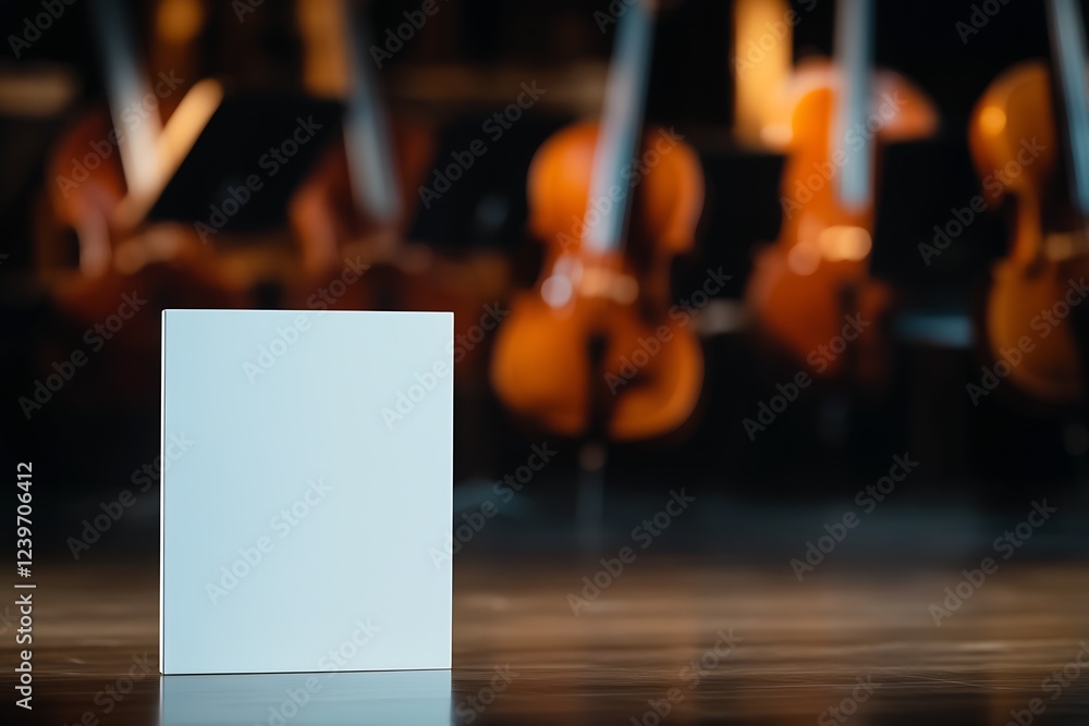Poster Minimalist White Frame Set Against a Backdrop of Beautiful Violin Instruments : Generative AI
