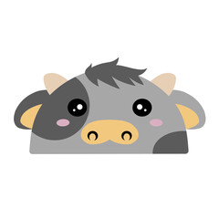 cute cow vector, drawing cartoon cow face, drawing cow face easy and simple full color